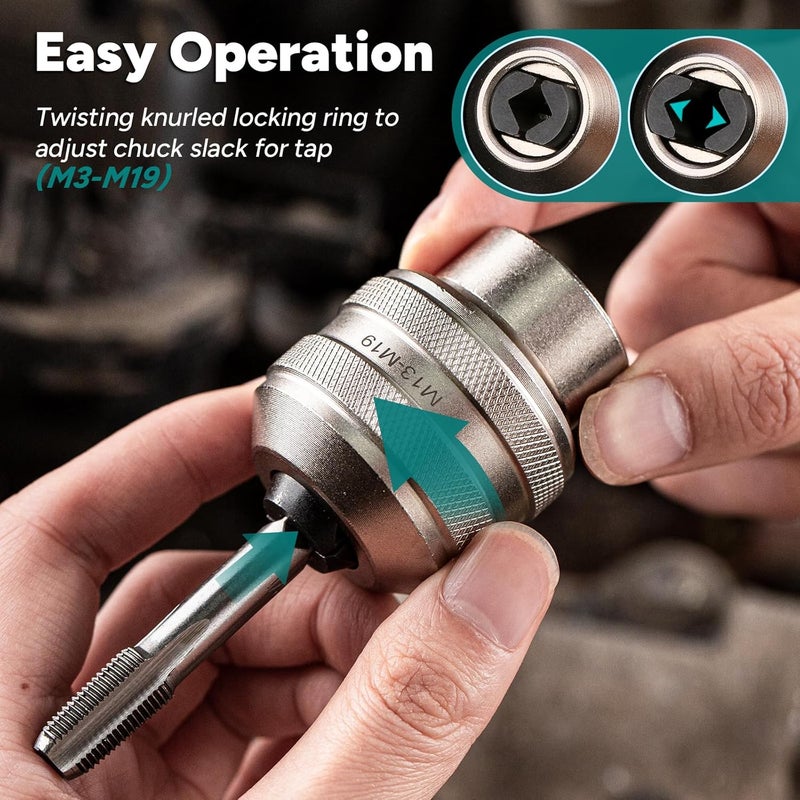 Bestwork 6pcs Adjustable Tap Socket Set, 1/4", 3/8", 1/2" Drive Tap Holder Tool for Reamers, Screw Extractors - Image 3